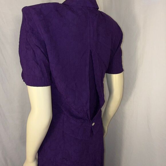 Vintage 90s Karin Stevens Purple Textured Rayon 2-Piece Maxi Dress Set Size 6 Ja - Picture 2 of 15